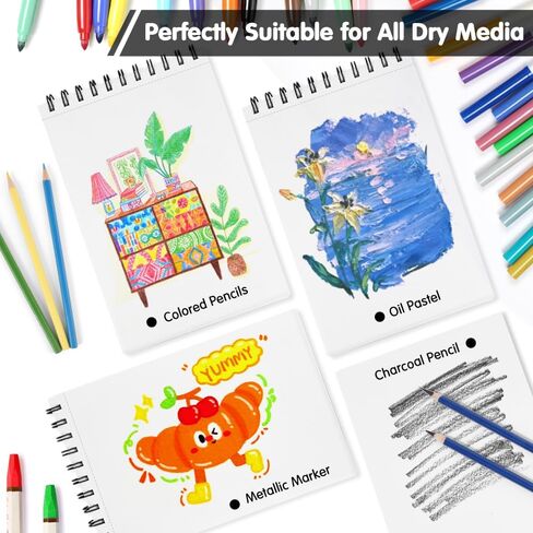 8.3" x 5.8" Mixed Media Sketchbook, Top Spiral Bound Art Journal Sketchbook, 60 Sheets 92LB/150 GSM Acid-Free Neutral White Drawing Paper for Adults Beginners Artists.Coffee in Saudi Arabia