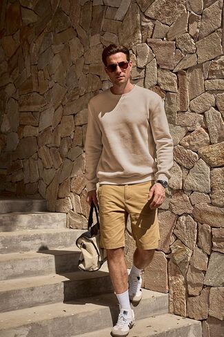 Men's Crewneck Sweatshirts Soild Color Fall Warm Fleece Sweaters Long Sleeve Casual Pullover Shirt in Saudi Arabia