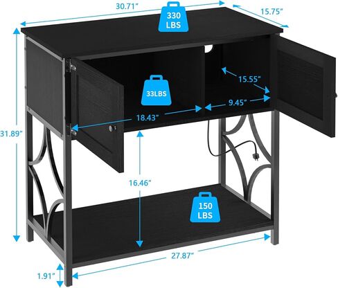 20-29 Gallon Fish Tank Stand, Aquarium Stand with Power Outlets &LED Light, Metal Frame Fish Tank Stand with Cabinet Accessories Storage, 30.7" L*15.7" W Tabletop, 330LBS Capacity, Dark Oak in Saudi Arabia