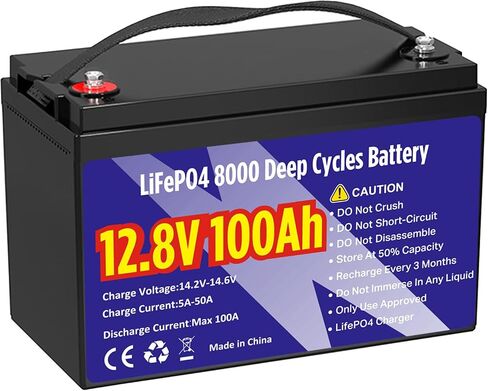 12V 100Ah LiFePO4 Lithium Battery 8000+ Deep Cycle Rechargeable IP65 Waterproof Group 31 Lithium Batteries, 1280Wh Built-in 100A BMS Low Temp Protection Perfect for RV, Backup 10-Year Lifespan in Saudi Arabia