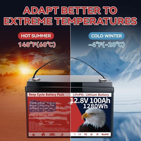 12V 100AH LIFEPO4 Lithium Battery 8000+ Deep Cycle Defable IP65 Group Group 31 Lithium Betraction in Kuwait