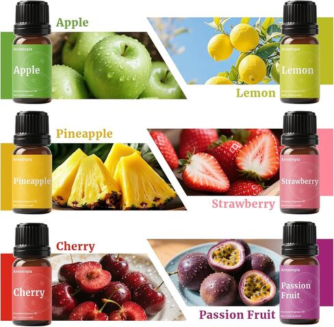 Diffuser Fragrance Oils, Aromtopia Essential Oils for Diffusers for Home, 6x10ml Fresh Home Set, Clean Scents for Candle Soap Making, Dryer Ball, Fresh Linen, Fresh Laundry, Crisp Breeze, Lemon in Saudi Arabia