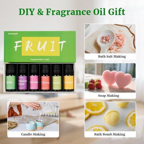 Diffuser Fragrance Oils, Aromtopia Essential Oils for Diffusers for Home, 6x10ml Fresh Home Set, Clean Scents for Candle Soap Making, Dryer Ball, Fresh Linen, Fresh Laundry, Crisp Breeze, Lemon in Saudi Arabia