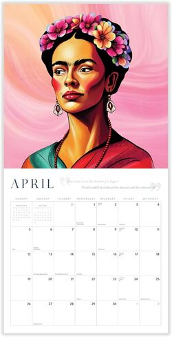 Frida Kahlo Calendar 2025 | Art Portraits Wall Calendar | 12" x 24" | Marble City Press | Hand-Drawn Mexican Folk Art Portraits with Real Quotes from Frida in Spanish and English in Saudi Arabia