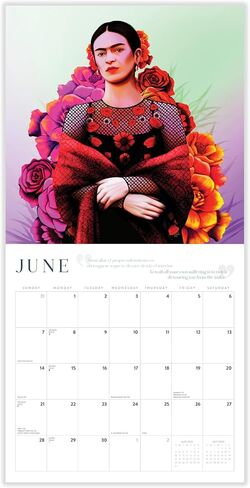 Frida Kahlo Calendar 2025 | Art Portraits Wall Calendar | 12" x 24" | Marble City Press | Hand-Drawn Mexican Folk Art Portraits with Real Quotes from Frida in Spanish and English in Saudi Arabia