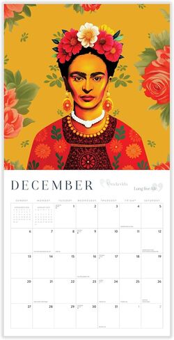 Frida Kahlo Calendar 2025 | Art Portraits Wall Calendar | 12" x 24" | Marble City Press | Hand-Drawn Mexican Folk Art Portraits with Real Quotes from Frida in Spanish and English in Saudi Arabia