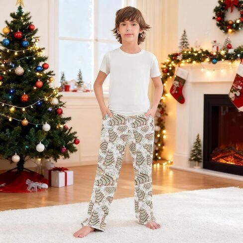 سراويل تتبع الكعك شجرة عيد الميلاد سراويل بيجاما السراويل غير الرسمية عيد الميلاد سروال رياضي لمدة 11-12 سنة in Kuwait