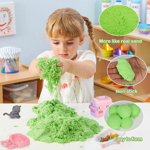 Mathea Sensory Bin for Toddlers Kids Sand Play Kit ، 2.2 رطل من الرمال مع شخصيات قطة الحيوانات الأليفة ، ألعاب شاطئية تظاهر ألعاب اللعب للفتيات الفتيان الذين تتراوح أعمارهم بين 3 4 5 6 in Kuwait