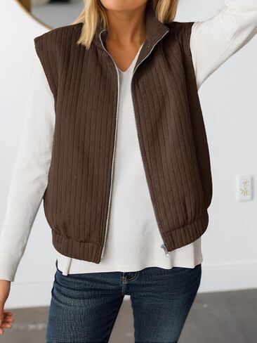 Tankaneo Womens Quilted Vest Sest Sheip up up jackets uterwear fall spring strendy lightweight coat in Saudi Arabia