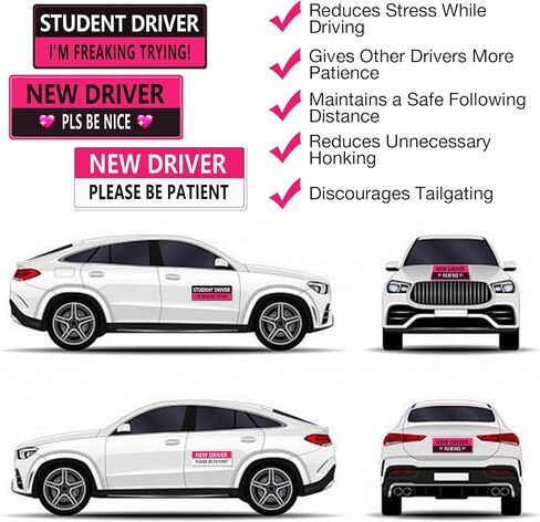 مغناطيس سائق جديد للسيارة ملصقات قابلة لإعادة الاستخدام سلامة السيارة سائق الطالب مغناطيس ملصق سائق جديد لإكسسوارات السيارات ملصقات سائق المبتدئ in Kuwait