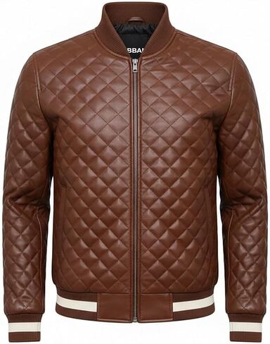 Men's Black Quilted Bomber Jacket - Diamond Quilted Black Bomber Leather Jacket in Saudi Arabia