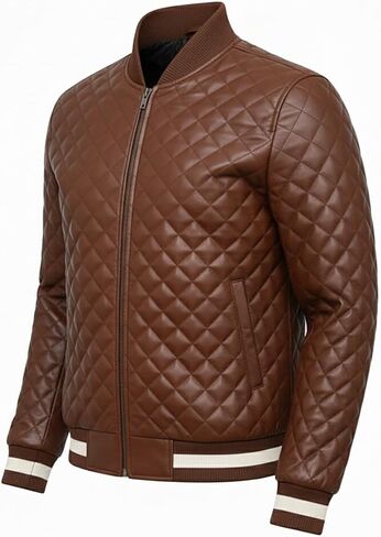 Men's Black Quilted Bomber Jacket - Diamond Quilted Black Bomber Leather Jacket in Saudi Arabia