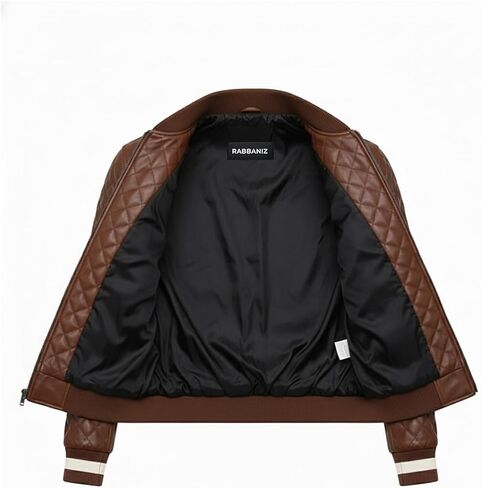 Men's Black Quilted Bomber Jacket - Diamond Quilted Black Bomber Leather Jacket in Saudi Arabia