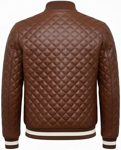 Men's Black Quilted Bomber Jacket - Diamond Quilted Black Bomber Leather Jacket in Saudi Arabia
