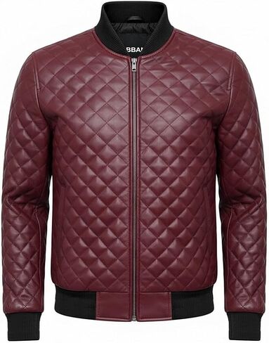 Men's Black Quilted Bomber Jacket - Diamond Quilted Black Bomber Leather Jacket in Saudi Arabia