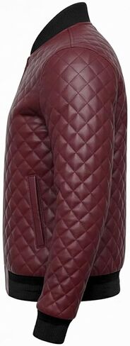 Men's Black Quilted Bomber Jacket - Diamond Quilted Black Bomber Leather Jacket in Saudi Arabia