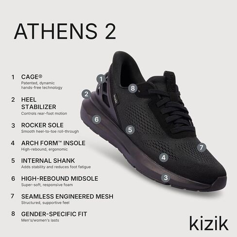 Kizik Slip On Sneakers: Athens 2 - Comfortable All-Day Wear, Hands Free Convenience, Breathable Mesh Top, Mens Walking Shoes with Arch Support - Mens Regular Width in Saudi Arabia
