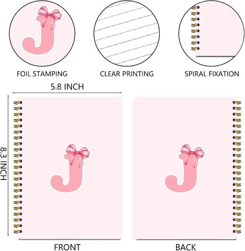SDFBFVSA Znbook-586 Trendy Preppy Pink Bow Procoled ، الأولي G Journal Gullized Teen Girl Gifts ، هدايا monogrambed للنساء ، تحكم الكلية دفتر حلزوني للمكتب الوطن in Saudi Arabia