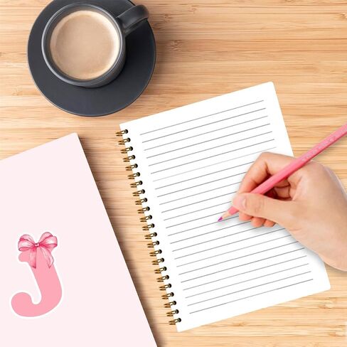 SDFBFVSA Znbook-586 Trendy Preppy Pink Bow Procoled ، الأولي G Journal Gullized Teen Girl Gifts ، هدايا monogrambed للنساء ، تحكم الكلية دفتر حلزوني للمكتب الوطن in Saudi Arabia