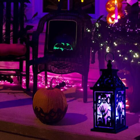 Day of The Dead Decorations, DECORKEY 13.4’’ Decorative Skull Women&Men Candle Lantern with 60" Lights(No Battery), Tabletop&Hanging Lantern for Indoor&Outdoor Yard Altar Table Party Halloween Decor in Kuwait