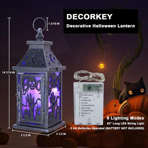 Day of The Dead Decorations, DECORKEY 13.4’’ Decorative Skull Women&Men Candle Lantern with 60" Lights(No Battery), Tabletop&Hanging Lantern for Indoor&Outdoor Yard Altar Table Party Halloween Decor in Kuwait