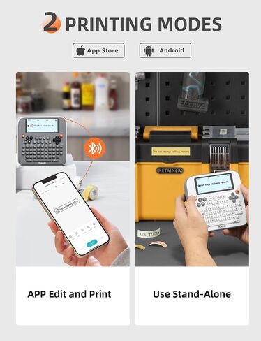 Makeid E1 Label Maker - آلة صانع الملصقات القابلة لإعادة الشحن بلوتوث - لوحة مفاتيح Qwerty ، 3.4 "شاشة LCD الخلفية - طباعة 9 ~ 16 مم - المنظمة المنزلية والمكتب in Kuwait