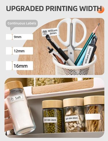 Makeid E1 Label Maker - آلة صانع الملصقات القابلة لإعادة الشحن بلوتوث - لوحة مفاتيح Qwerty ، 3.4 "شاشة LCD الخلفية - طباعة 9 ~ 16 مم - المنظمة المنزلية والمكتب in Kuwait