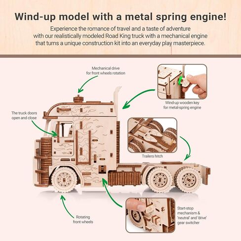 EWA Eco Wood Art Tilt نصف مقطورة لشاحنة Road King - مجموعة أدوات خشبية متقدمة - ملحق نموذج تجميع DIY مستدام للبالغين in Kuwait