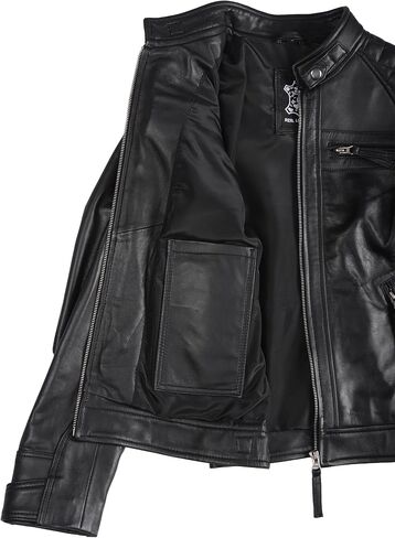 Blingsoul Leather Jacket Women - Quilted Cafe Racer Style Womens Leather Jackets in Saudi Arabia
