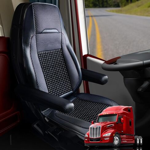 أغلفة مجموعة شبه شاحنة - مطرز ومبرد - متوافق مع Freightliner و Peterbilt و Kenworth و Volvo & More - غطاء مقعد للخرز لسائقي الشاحنات - وسادة سائق الشاحنة in Saudi Arabia