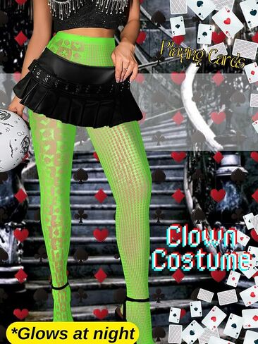 Clown Tights For Women,Goth Patterned Fishnet Sheer Mesh Leggings,Sexy Stockings Cosplay Costume Halloween in Saudi Arabia