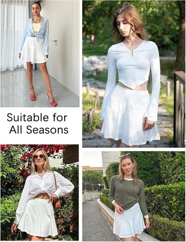 Kate Kasin Womens Basic Mini Skirt stretcy High Pherced A Line Pleated Tairts Flare Disual Skater Skirt 2025 in Kuwait