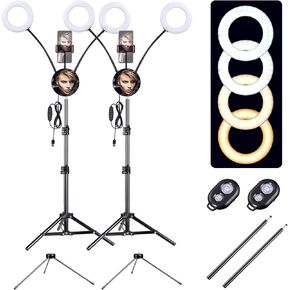 AW 2 حزمة 7 "مزدوج LED حلقة ضوء عكس الضوء حامل الهاتف حامل ماكياج صورة شخصية مدونة فيديو in Kuwait