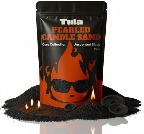Tula Pearled Candle – 18 oz Pearled Candles Sand and Wicks Kit – Plant-Based Pearled Wax – No Paraffin and Pet-Friendly – Unscented Refillable Candle Pearls - 20 wicks – Long-Lasting White Sand Refill in Saudi Arabia