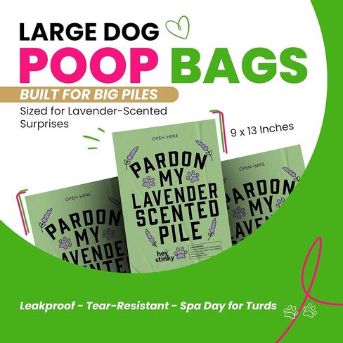 Dog Poop Bags - 120 Count Pet Waste Bags, Unscented, Extra Thick & Leakproof, Plant-Based PLA + PBAT, Hey Stinky Funny Printed Design, Easy Open, Fits All Dispensers in Saudi Arabia