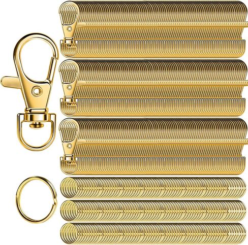 LEOBRO 60PCS Lobster Claw Clasps and Key Rings, 30PCS Keychain Clips and 30PCS Key Chain Ring for Keychain, Key, Jewelry Making, Art Crafts, Gold in Saudi Arabia
