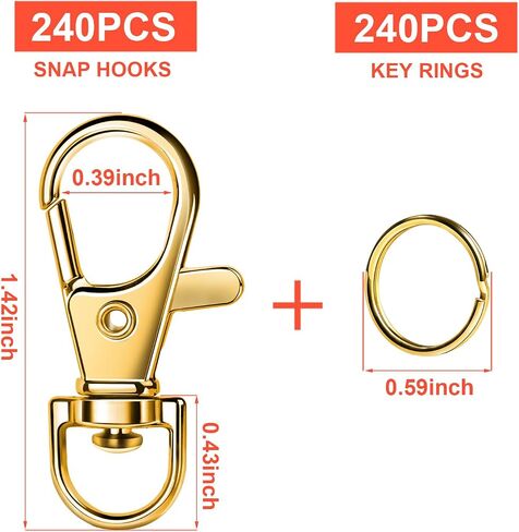 LEOBRO 60PCS Lobster Claw Clasps and Key Rings, 30PCS Keychain Clips and 30PCS Key Chain Ring for Keychain, Key, Jewelry Making, Art Crafts, Gold in Saudi Arabia