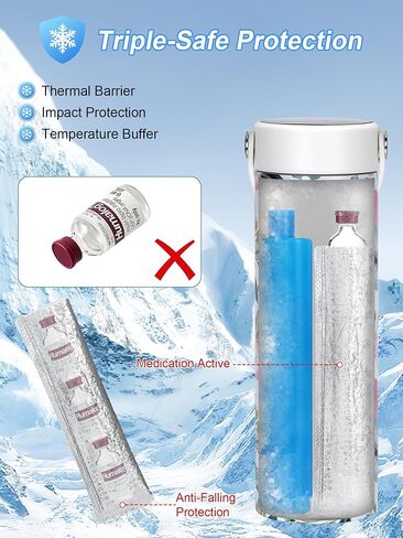youshares electric electric insulin towner case ، 35-68 ° f درجة حرارة مخصصة ودرجة حرارة العرض المبرد الطبي مع الشاحن الحيوي وشاحن USB ، ثلاجة دواء لمرض السكري المعتمد من TSA ، محمولة من 1 إلى 7 Epipens in Saudi Arabia