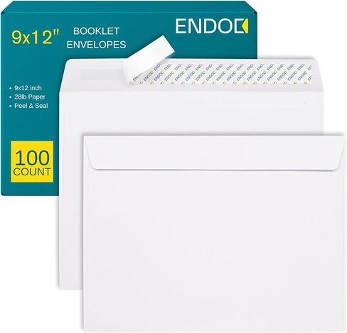 endoc 9x12 كتيب مظاريف الختم الذاتي - 25 حزمة - مراسلة الأظرف الكبيرة 9 × 12 قشر وختم الإغلاق - ورق مفتوح الفراغ أبيض 28 رطل ، للمنزل والمكتب والأعمال in Saudi Arabia