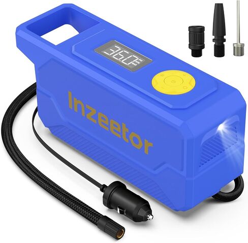 150 PSI Tire Inflator Portable Air Compressor, 12V DC Auto Shutoff Air Pump with Digital Pressure Gauge and Emergency LED Light for Car Tires, Bicycle & Balloons, Black in Saudi Arabia