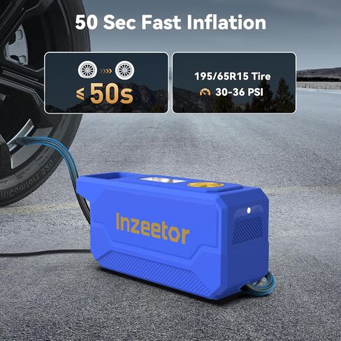 150 PSI Tire Inflator Portable Air Compressor, 12V DC Auto Shutoff Air Pump with Digital Pressure Gauge and Emergency LED Light for Car Tires, Bicycle & Balloons, Black in Saudi Arabia