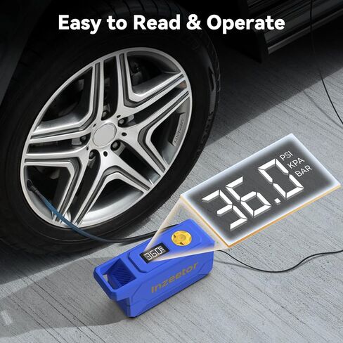 150 PSI Tire Inflator Portable Air Compressor, 12V DC Auto Shutoff Air Pump with Digital Pressure Gauge and Emergency LED Light for Car Tires, Bicycle & Balloons, Black in Saudi Arabia