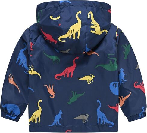 Toddler Boys Girls Rain Jacket, Kids Rain Jacket Lightweight Cartoon Dinosaur Print Hooded Windproof Coats Zip Up Windbreaker in Saudi Arabia