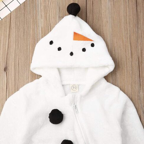 Seyurigaoka Baby Boy Girls Christmas Romper Velvet Hooded Snowman Jumpsuit Toddler Pajama Xmas Clothes in Saudi Arabia