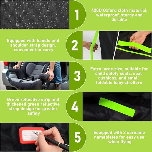 حقائب مقعد السيارة للسفر بالطائرة، حقيبة فحص البوابة، حقيبة سفر متينة مع أحزمة كتف سميكة وقطعتين من بطاقات الأمتعة للطائرة in Kuwait