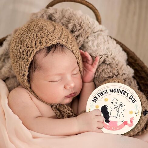 7 قطع من لافتات My First Holiday Baby، لافتة خشبية دائرية مكونة من 14 علامة للعطلات الجديدة للأطفال، لافتة إعلان مزدوجة الجوانب للأطفال الرضع، لوازم حفلات الاستحمام هدية in Saudi Arabia