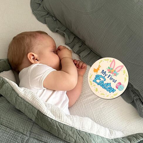 7 قطع من لافتات My First Holiday Baby، لافتة خشبية دائرية مكونة من 14 علامة للعطلات الجديدة للأطفال، لافتة إعلان مزدوجة الجوانب للأطفال الرضع، لوازم حفلات الاستحمام هدية in Saudi Arabia