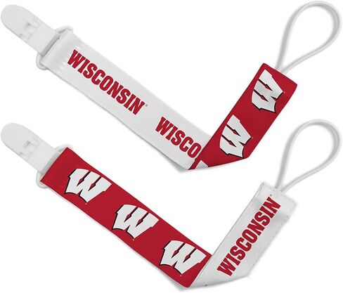 مشبك اللهاية من بيبي فاناتيك - عبوة من قطعتين - NCAA Wisconsin Badgers - ملابس أطفال مرخصة رسميًا in Kuwait