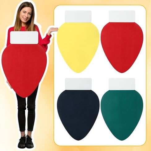 4 Pcs Christmas Lightbulb Costume Felt Panel Christmas Tree Decoration Outfit Large 37.4 Inches Vibrant Colors Funny Dress up for Adults Holiday DIY Parties Photo Props, No Straps in Saudi Arabia