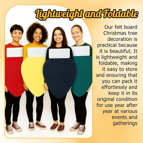 4 Pcs Christmas Lightbulb Costume Felt Panel Christmas Tree Decoration Outfit Large 37.4 Inches Vibrant Colors Funny Dress up for Adults Holiday DIY Parties Photo Props, No Straps in Saudi Arabia